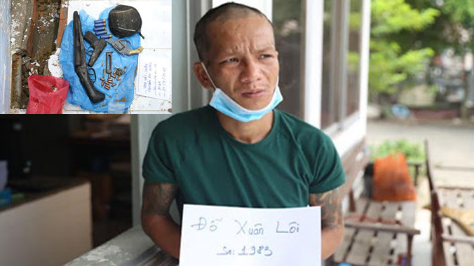 Đối tượng cùng tang vật vụ án.