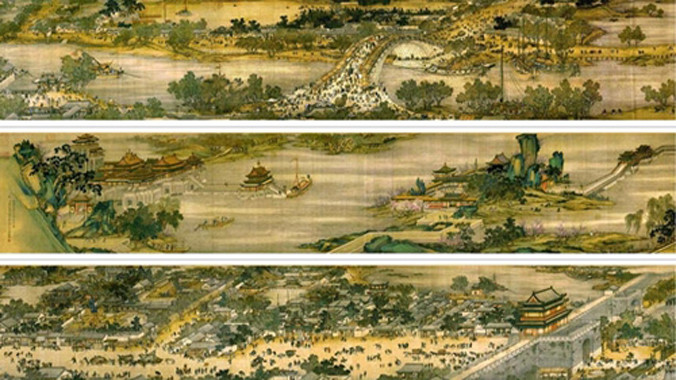 Toàn cảnh bức tranh"Thanh minh thượng hà đồ". Ảnh: Ancient Origins.