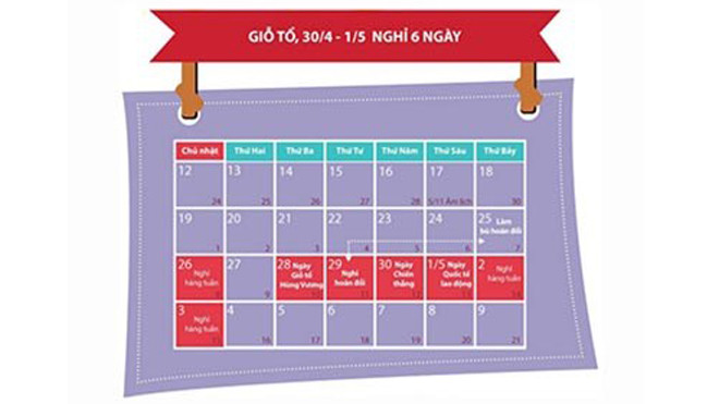 Lịch nghỉ lễ 30 tháng 4/2015. Ảnh minh họa: Internet 