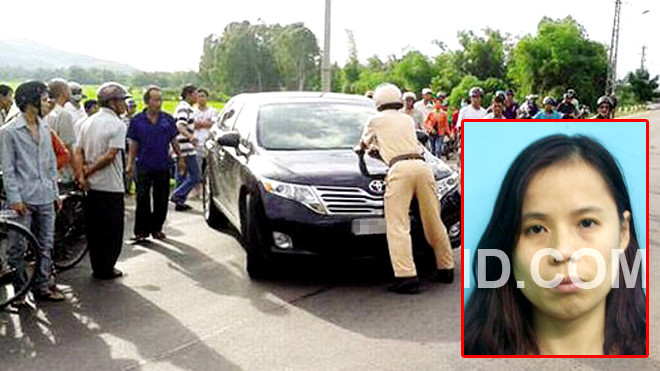 Đinh Thị Hương Thùy tại cơ quan điều tra (ảnh nhỏ)