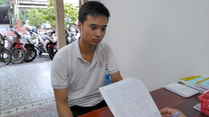 Nguyễn Ngọc Thuận tại cơ quan công an.