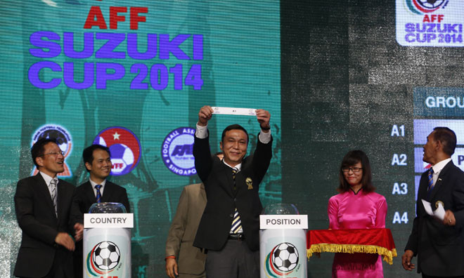 Ảnh: Lá thăm đưa tuyển Việt Nam vào chung bảng đấu với Indonesia và Philippines. Ảnh: Như Ý