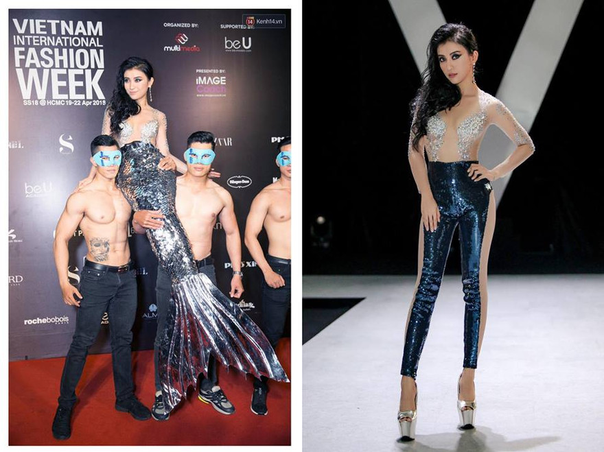 Hóa thân thành nàng tiên cá và hành động lột đồ ngay trên thảm đỏ của Tiêu Châu Như Quỳnh gây nhiều tranh cãi.