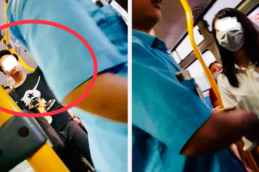 Hình ảnh nam thanh niên trên xe buýt.