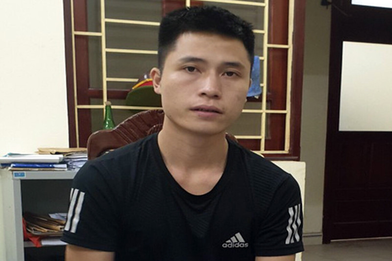 Nghi phạm Cường tại cơ quan công an.