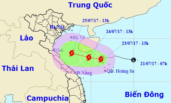 Vị trí và đường đi của bão số 4. (Nguồn: nchmf.gov.vn)