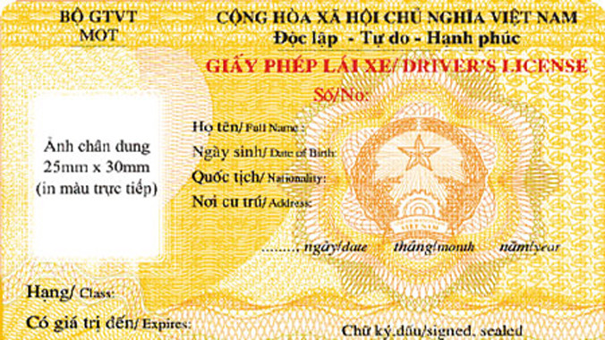 GPLX theo mẫu mới, sử dụng vật liệu PET.