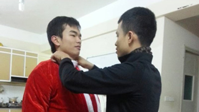 Chuẩn bị nhập vai ông già Noel.