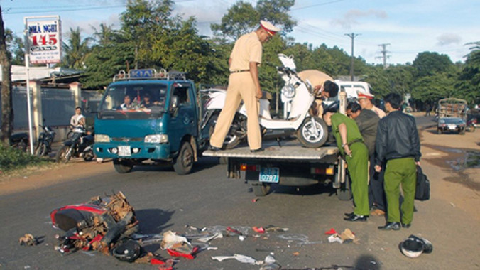 Hiện trường vụ tai nạn giao thông.