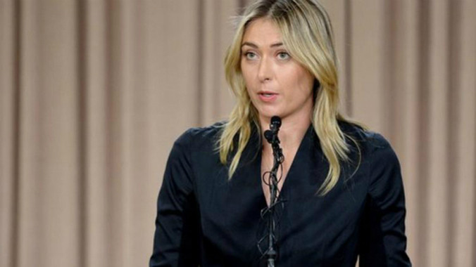 Sharapova trong buổi họp báo. Ảnh: Reuters.