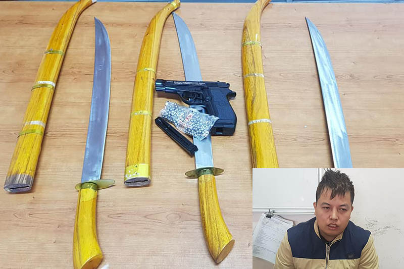 Số vũ khí bị thu giữ và đối tượng Thắng.