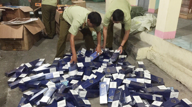 Tang vật thuốc lá lậu bị cơ quan chức năng thu giữ