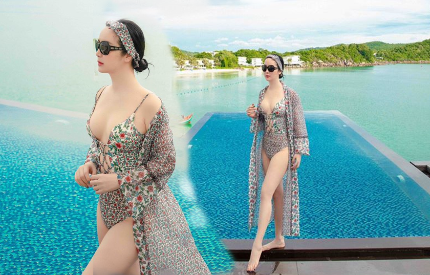 Giáng My diện áo tắm xẻ ngực sâu, gợi cảm hút hồn ở tuổi U50