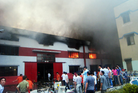 Hiện trường một cháy công ty hóa chất từng xảy ra trước đó.