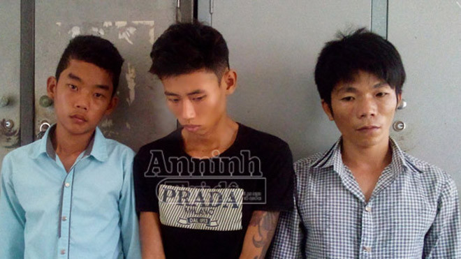Các đối tượng (từ trái qua) Lê Anh Hào, Lâm Huỳnh Thiện và Nguyễn Song Trần Tiểu Đệ