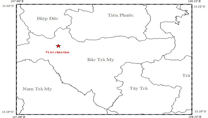 Sơ đồ tâm chấn trận động đất - Ảnh Viện vật lý địa cầu.