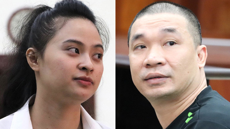 Văn Kính Dương và Vũ Hoàng Anh Ngọc (tức Ngọc "Miu") tại toà sáng nay