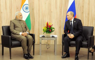 Thủ tướng Ấn Độ Narendra Modi gặp Tổng thống Nga Vladimir Putin năm 2014. ảnh: Flickr/ Narendra Modi