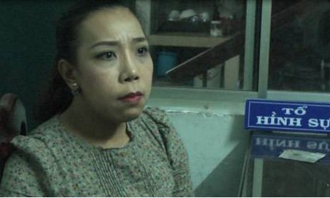  Phạm Lê Hoàng Uyển tại cơ quan Công an.