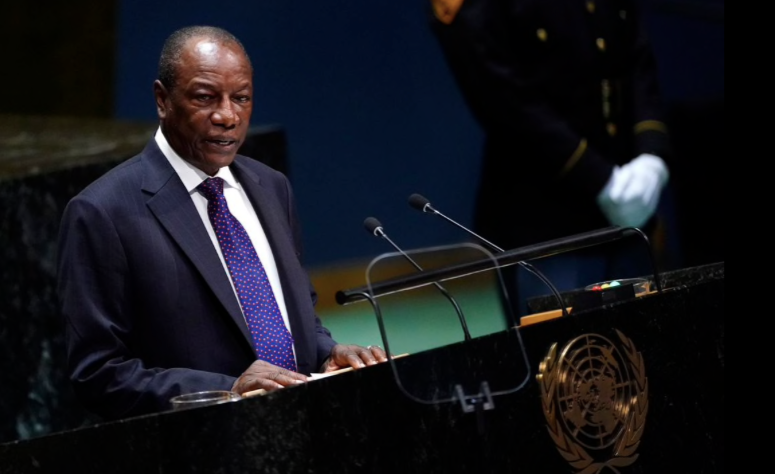 Tổng thống Guinea Alpha Conde phát biểu trước Đại hội đồng Liên Hợp quốc năm 2019. (Ảnh: Reuters)