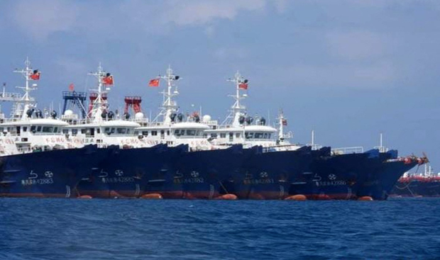 Đội tàu Trung Quốc trong đợt neo đậu ở đá Ba Đầu thuộc quần đào Trường Sa của Việt Nam