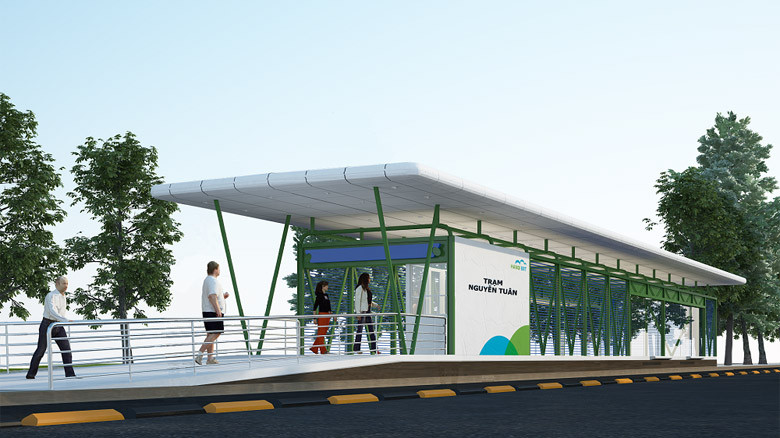 Mô hình nhà chờ xe buýt Trạm Nguyễn Tuân.