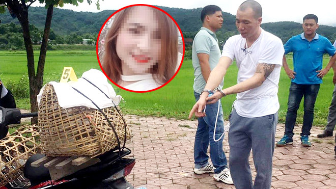 Bị can Lường Văn Hùng (áo trắng) tại buổi thực nghiệm. Ảnh: Zing