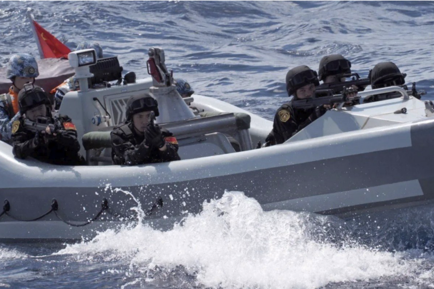 Đội tàu Trung Quốc vừa diễn tập ở quần đảo Trường Sa. (Ảnh: PLA Daily)