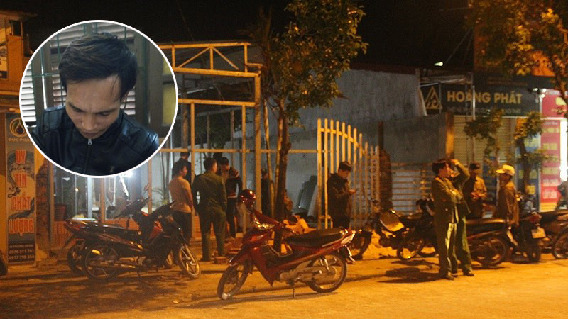 Ngôi nhà nơi phát hiện sự việc và đối tượng Hùng tại cơ quan điều tra