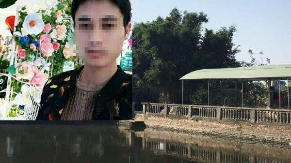 Anh Tiến và ao nước nơi phát hiện thi thể anh này