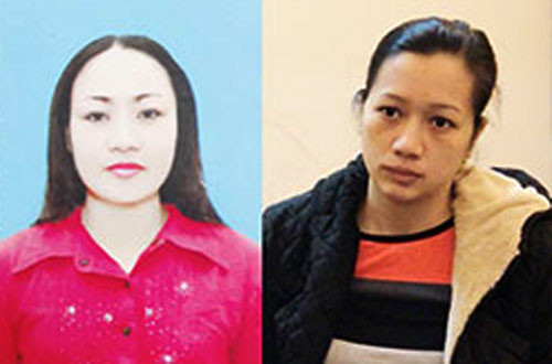 Thủy và Vân (từ trái qua) trong hồ sơ cảnh sát