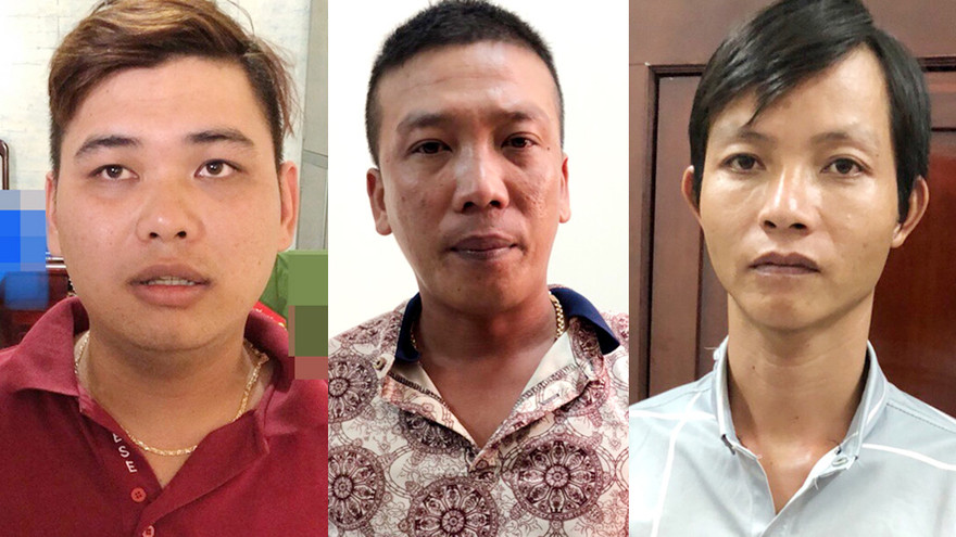 Nghi phạm Huy, Nguyên, Khanh tại cơ quan công an. Ảnh: C.A