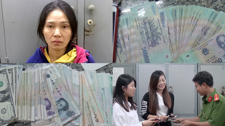 Nguyễn Thị Trinh cùng tang vật và nạn nhân vụ việc