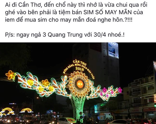 Hình cổng chào đường đèn nghệ thuật anh Chương đăng trên Facebook ngày 16/12. Ảnh chụp màn hình