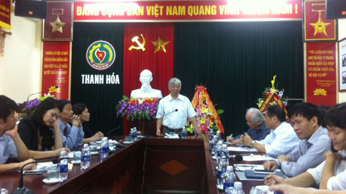 Toàn cảnh họp báo thông báo Đại hội cựu TNXP Thanh Hóa sáng 6/11. Ảnh: Hoàng Lam.