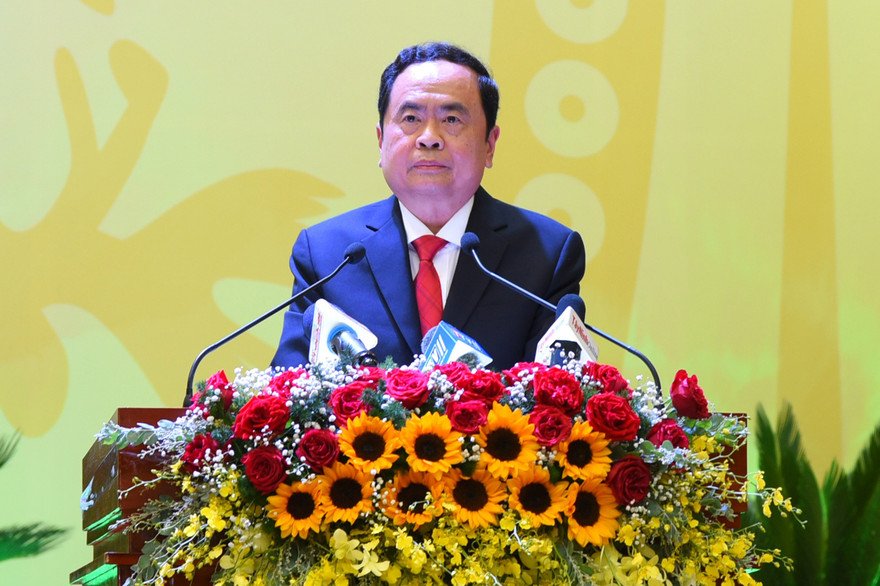 Chủ tịch Ủy ban Trung ương Mặt trận Tổ quốc Việt Nam Trần Thanh Mẫn phát biểu chỉ đạo tại Đại hội.