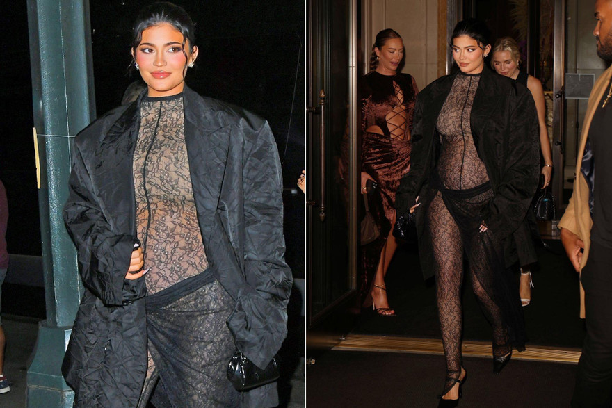 ‘Nóng mặt’ với bộ jumpsuit ren tưởng kín mà siêu hở của bà bầu Kylie Jenner