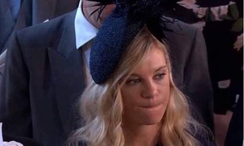 Chelsy Davy tại lễ thành hôn của Hoàng tử Harry. Ảnh: Twitter.