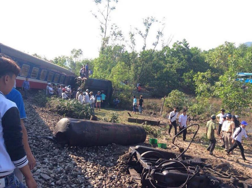 Hiện trường vụ tai nạn. Ảnh: Tổng Cty Đường sắt Việt Nam cung cấp 