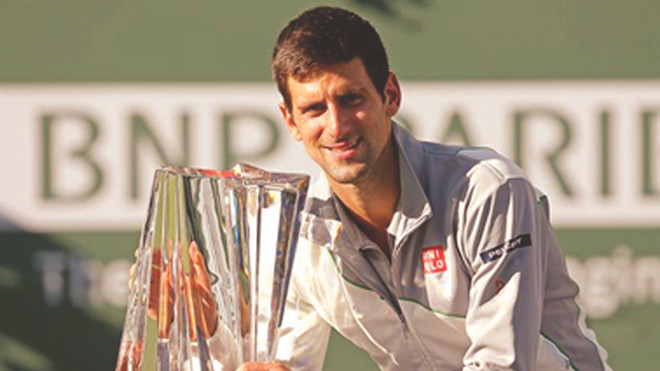 Nole được “thần gió” giúp sức để lên ngôi tại Indian Wells. Ảnh: bnpparibasopen