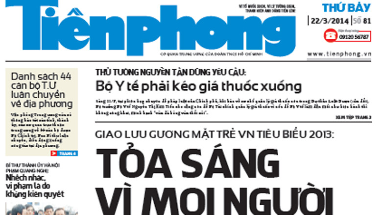 Tìm đọc báo Tiền Phong Chủ nhật ngày 23/3/2014