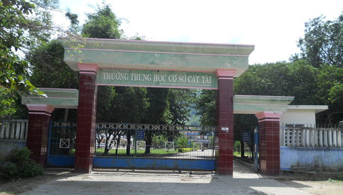 Trường THCS Cát Tài nơi xảy ra vụ việc. Ảnh CTV.