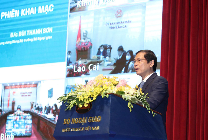 Bộ trưởng Ngoại giao Bùi Thanh Sơn phát biểu khai mạc Hội nghị Ngoại vụ toàn quốc lần thứ 20. (Ảnh: Như Ý)