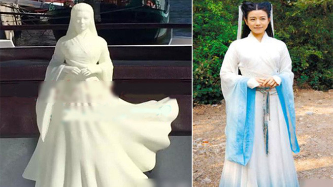 Trần Hiểu đúc tượng Tiểu Long Nữ theo tạo hình của Trần Nghiên Hy.