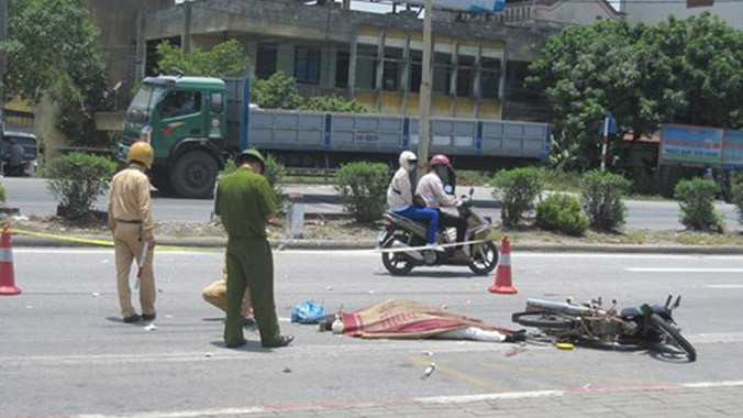 Hiện trường vụ tai nạn giao thông.