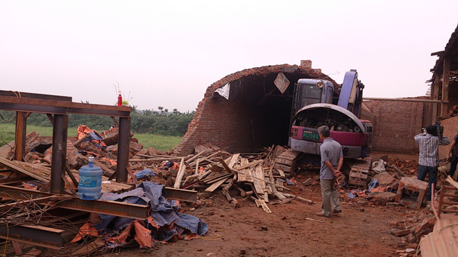 Hiện trường vụ tai nạn lao động. Ảnh: Tuấn Nguyễn