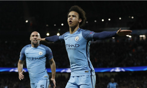 Leroy Sane ghi bàn thắng ấn định tỷ số giúp Man City có lợi thế dẫn hai bàn trước Monaco. Ảnh: Reuters.