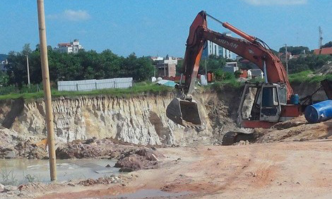 Hiện trường công trường thi công trụ sở CA thị xã Chí Linh mà Phái đã chém anh Thảo