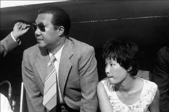 Công chúa Mai Phương và vua Bảo Đại tại giải đua F1 ở Monza, Italia năm 1955. Ảnh: Getty Images