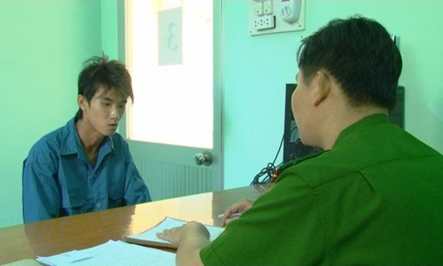 Nghi can tại cơ quan công an. Ảnh: M.A